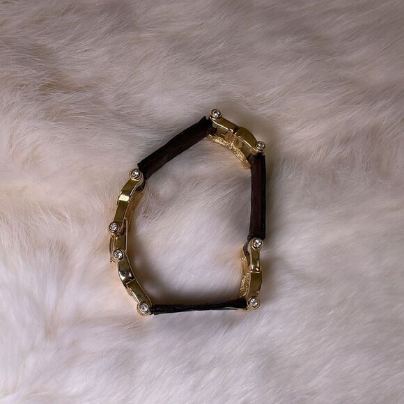 Vintage Burberry Black Leather Silver and Gold Link Bracelet Stamped - Picture 8 of 15